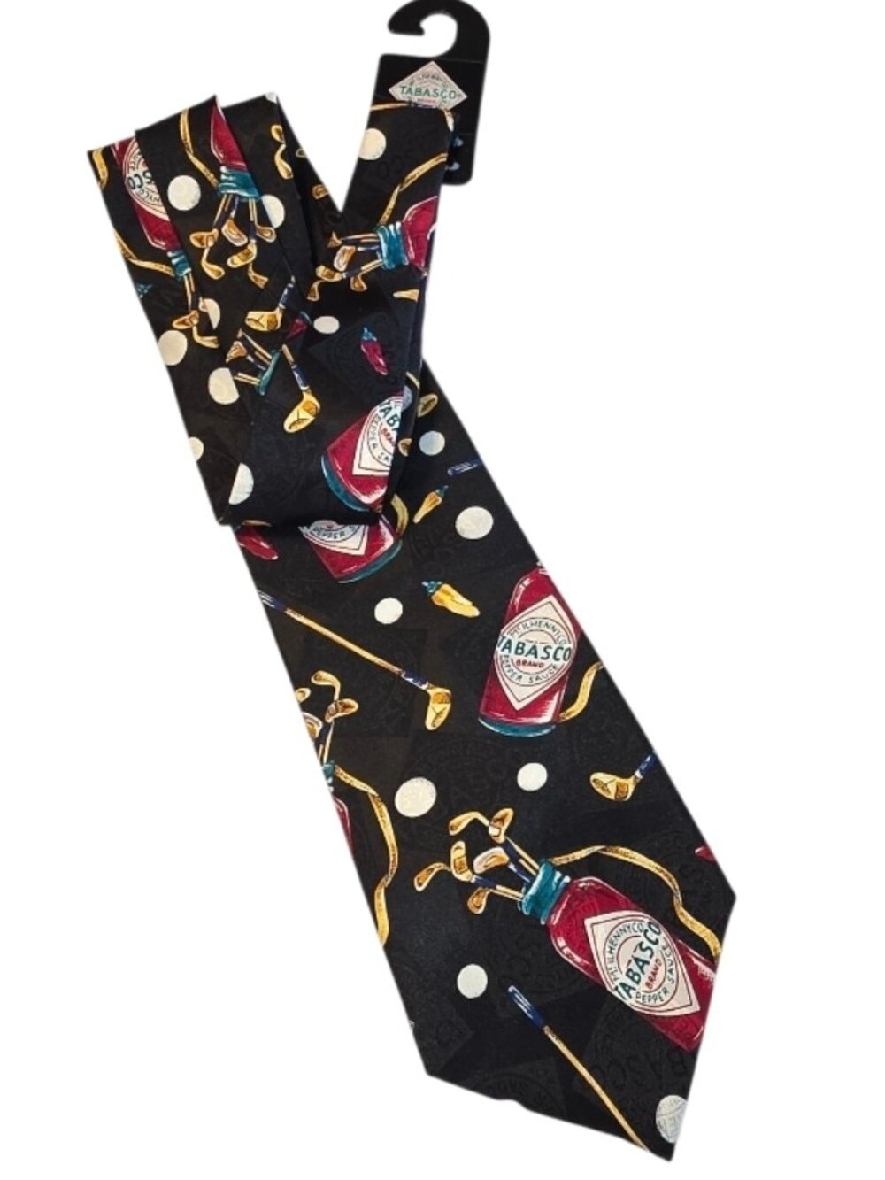 Tabasco Golf Silk Necktie Tie Novelty Hot Sauce Golfer Gift Dad Father Grandpa